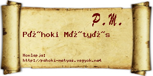 Páhoki Mátyás névjegykártya