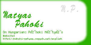 matyas pahoki business card